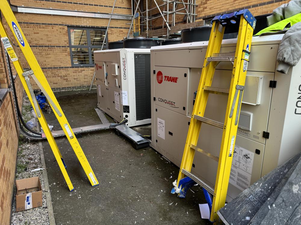 Air source heat pumps being installed at Parrs Wood High School