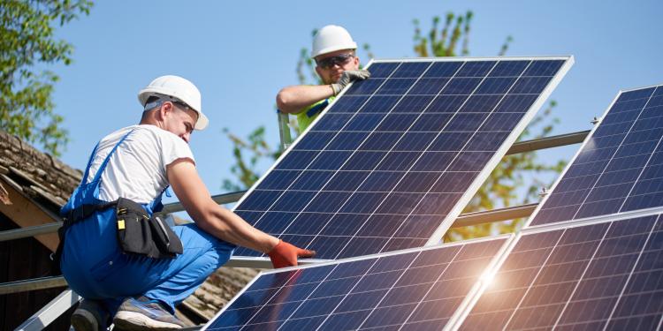 solar panels being installed