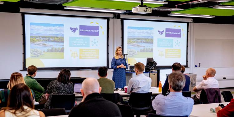 heather speaking at swansea event