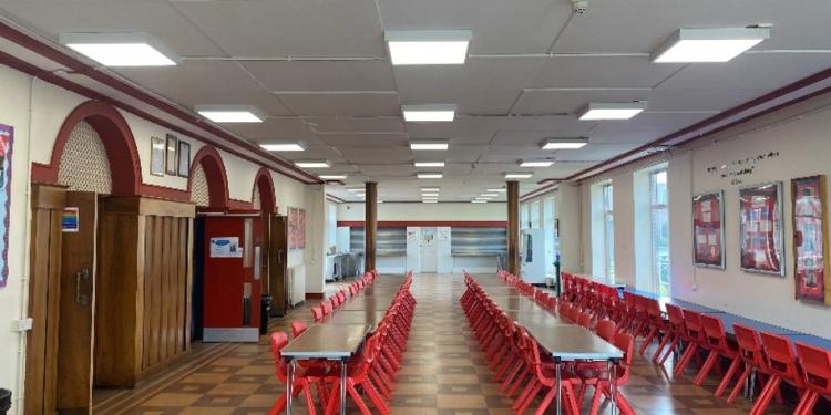 LED lighting in school in Powys 