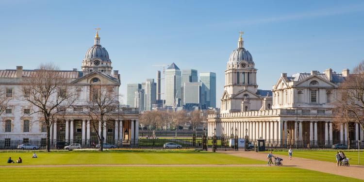 Stock image - view of Canary Wharf from Greenwich