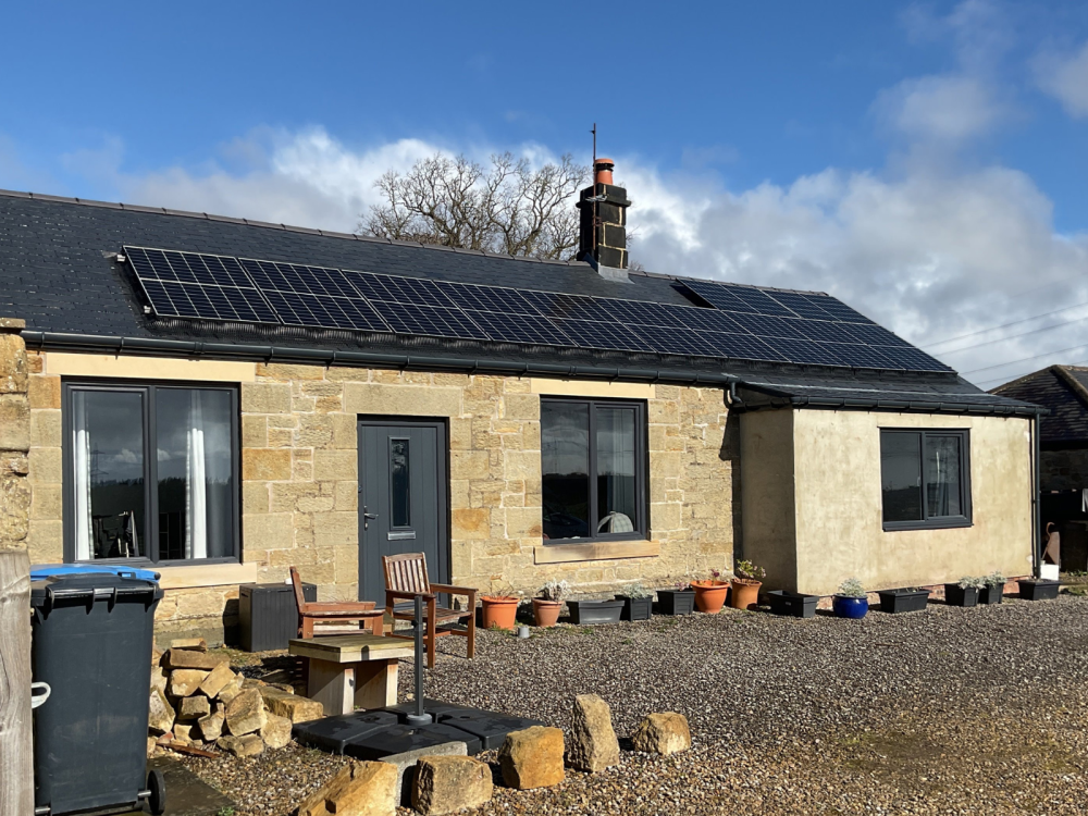 Solar on a rural property in Northumberland
